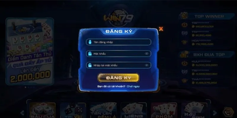 Dang ky tai khoan tham gia xoc dia Win79