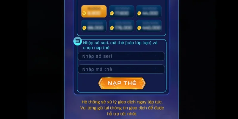dieu kien thuc hien nap rut cong game bai